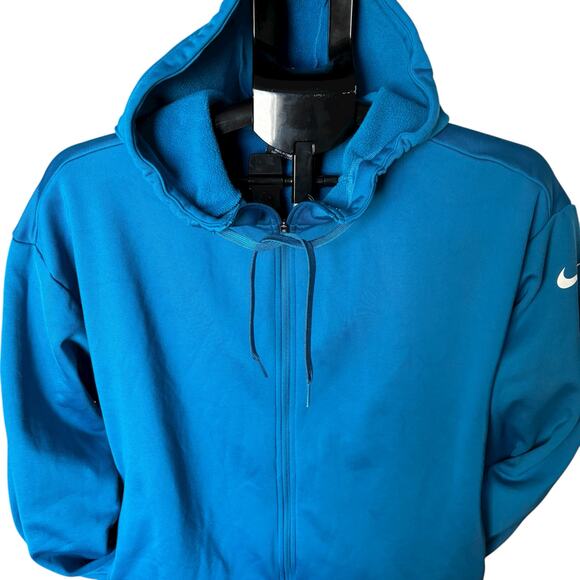 Nike Hoodie Men's Medium Teal Zip Up Logo Fleece Long Sleeve Athletic Sweater - Picture 2 of 9